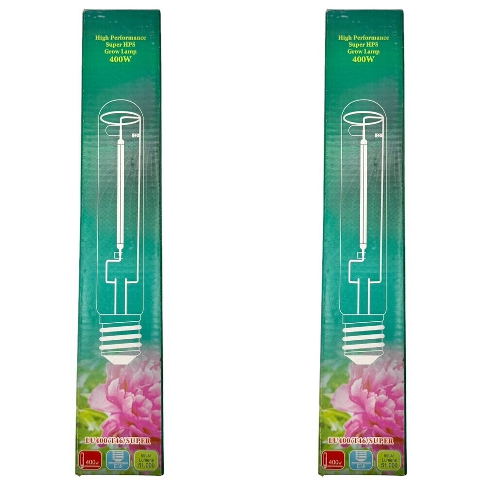 Two 400 W Metal Halide Grow Lamp Light E39 Socket 5200K MH400 T46 HOR